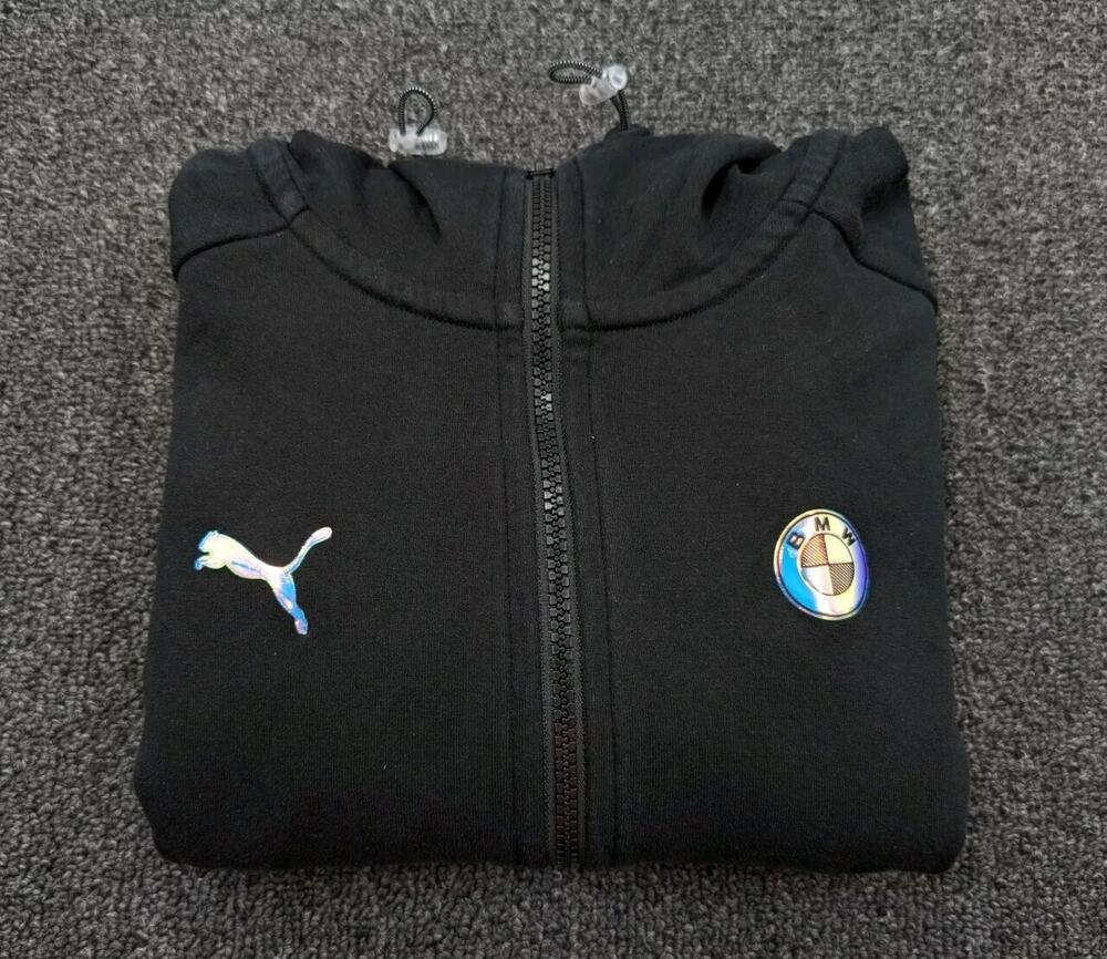 Puma Bmw Motorsport Womens Zip Up Crop Hoodie Sweatshirt Black 599543 Size Small